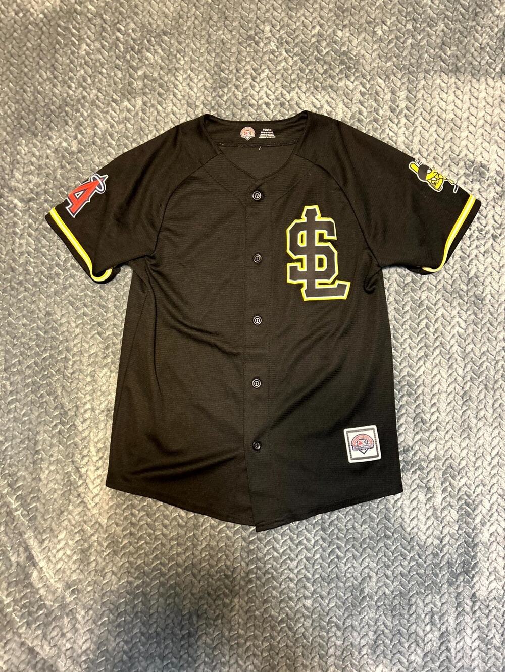 Salt Lake Bees Baseball Jersey Youth M Black Genuine Merchandise MLB Button Up